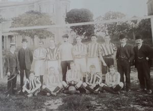  Bray Unknowns 1908/09 pictured in front of the goal at the International Hotel
